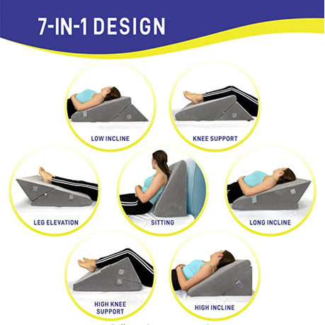 All Sett Health Bed Wedge Pillow Adjustable - 7in1